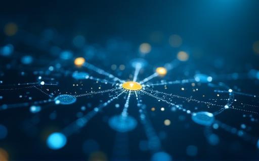 Abstract graphic representing data synchronization and connectivity